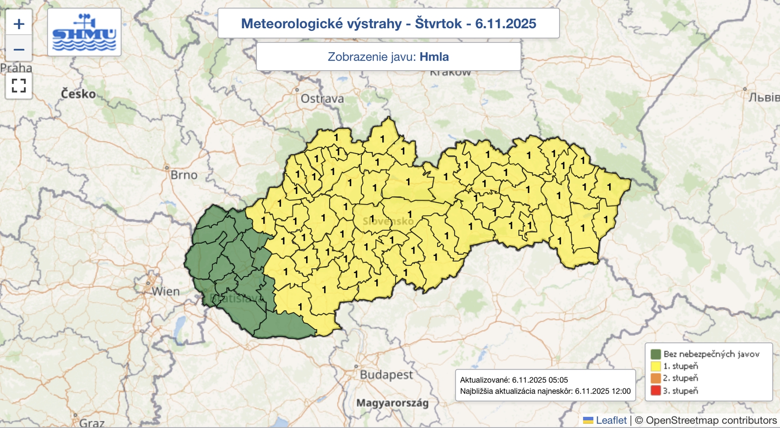 Ráno s hustou hmlou: