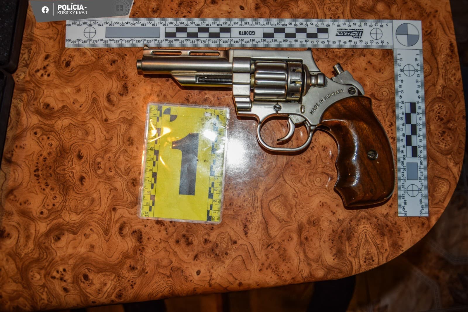 Policajti pri domovej prehliadke zaistili krátku strelnú palnú zbraň a tlmič hluku výstrelu, ďalšie dve zbrane - revolver a expanznú zbraň, náboj a tucet vystrelených nábojníc