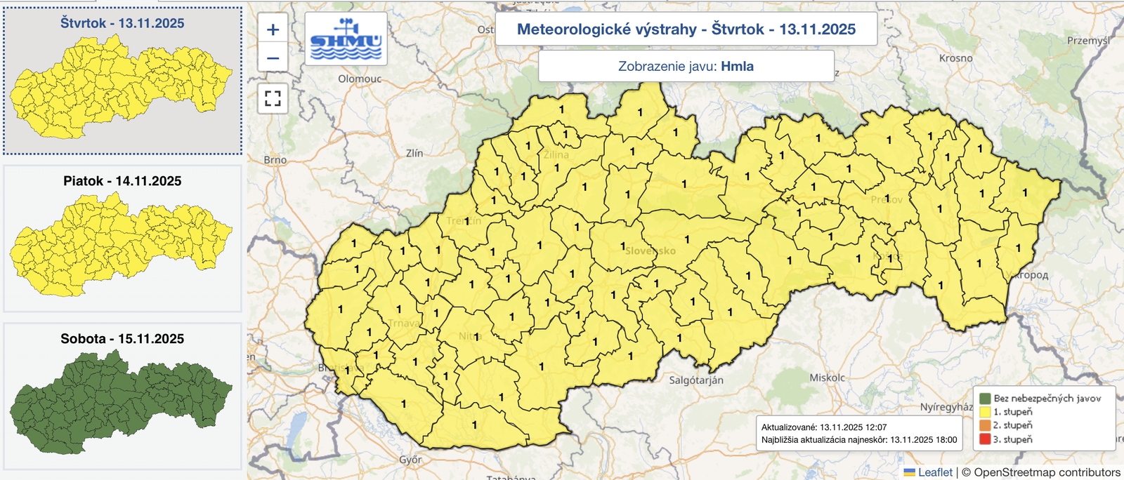 Slovensko čaká hustá hmla: