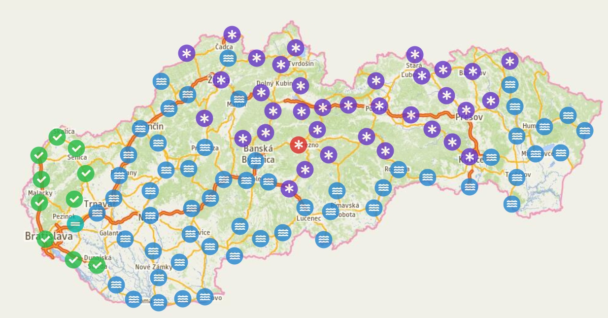 MAPA Aktuálna zjazdnosť