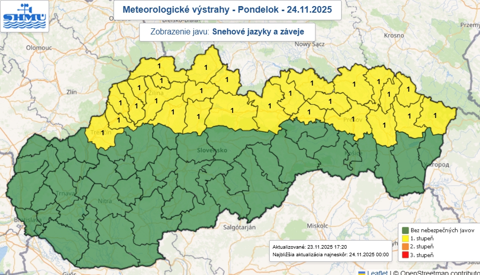 Záveje, silný vietor a