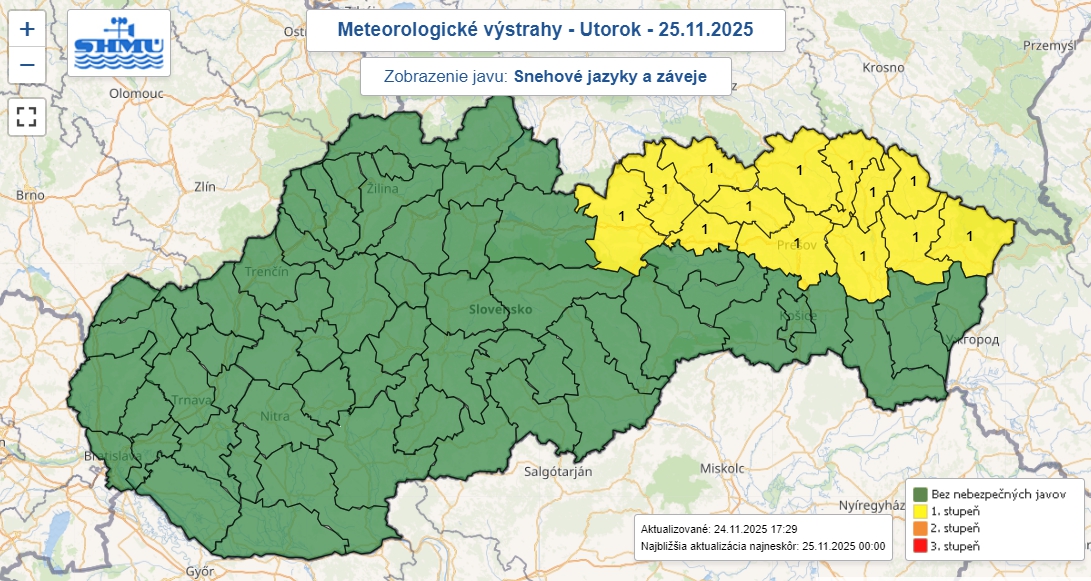 SHMÚ varuje pred poľadovicou,