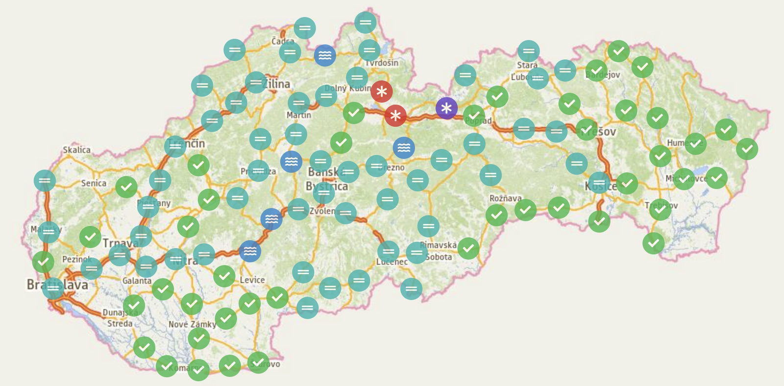 Zjazdnosť ciest na Slovensku k 29.11.2025.