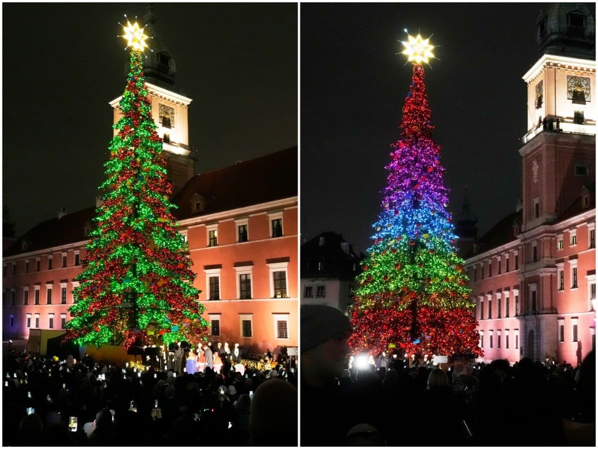 Vianočný stromček v poľskej Varšave nemá len jednu farbu.