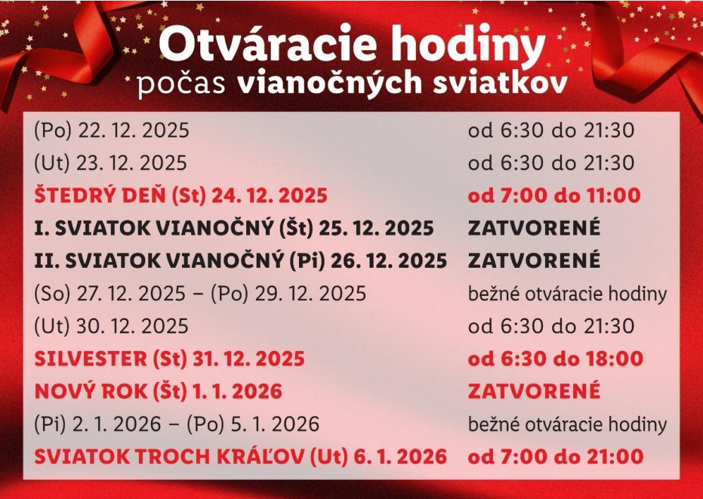 Veľký PREHĽAD otváracích hodín