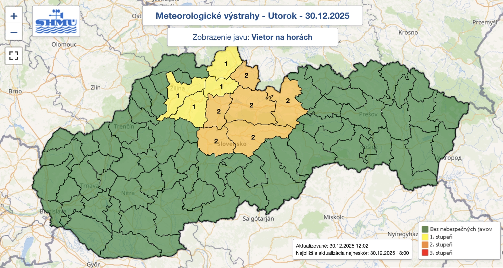 Silný vietor na horách: