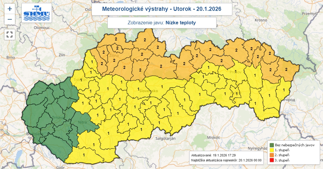 Na väčšine územia Slovenska