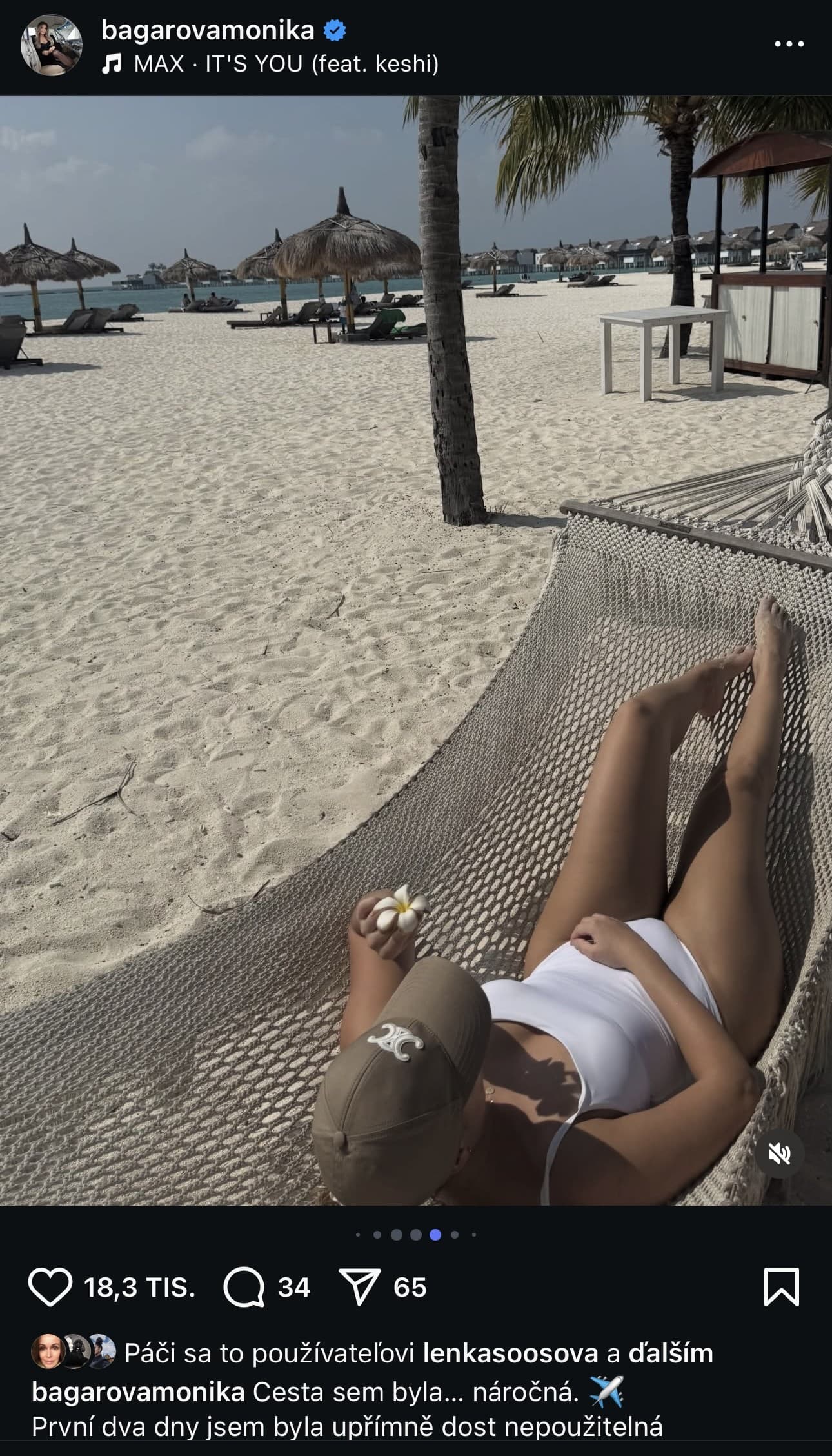 Monika Bagárová si užíva slnečné lúče na Maledivách.