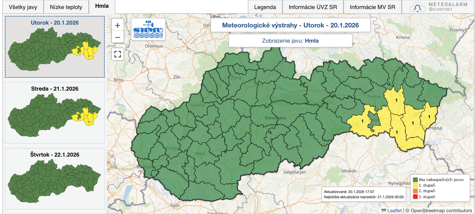 Meterologické výstrahy.