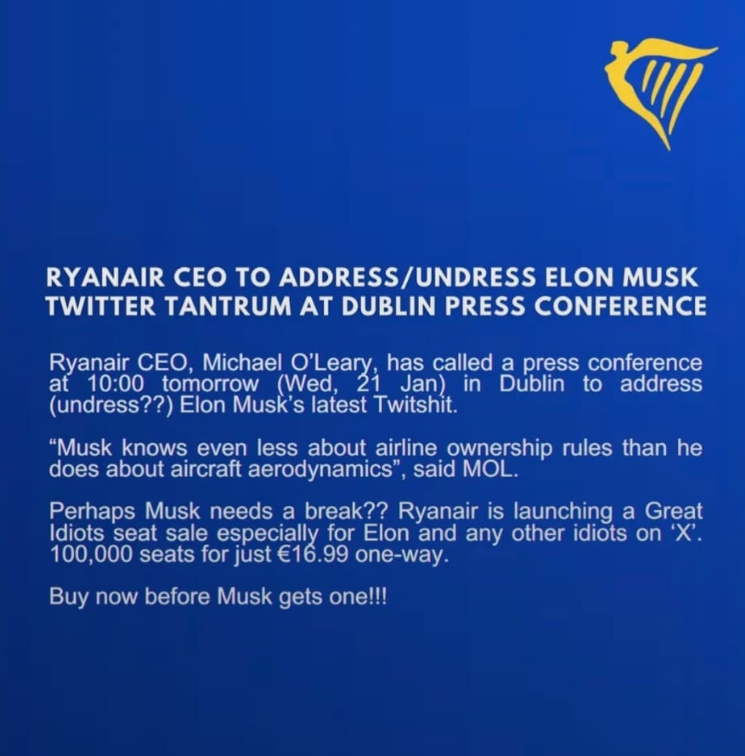 Šéf Ryanairu sa úplne