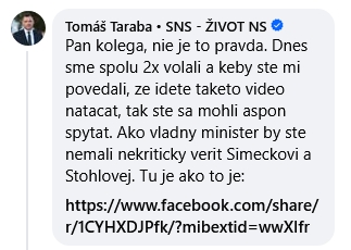 Taraba reaguje na Huliakovo