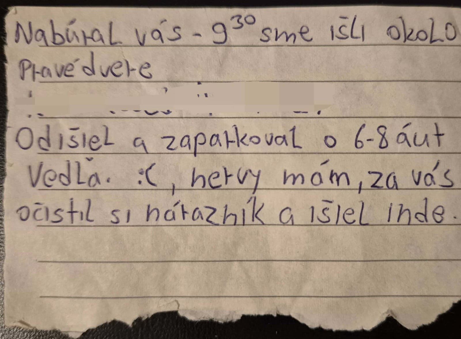Júlia našla pred nemocnicou poškodené auto, no tento lístok ju zachránil.