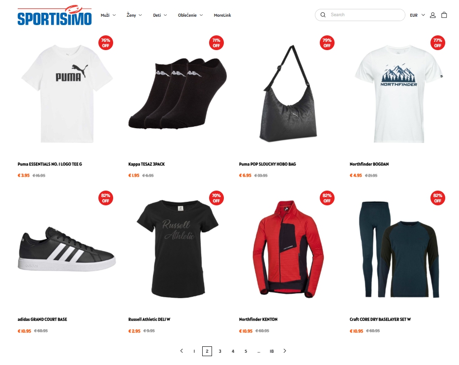 Ukážka neoficiálnych webových stránok, ktoré sa vydávajú za Sportisimo