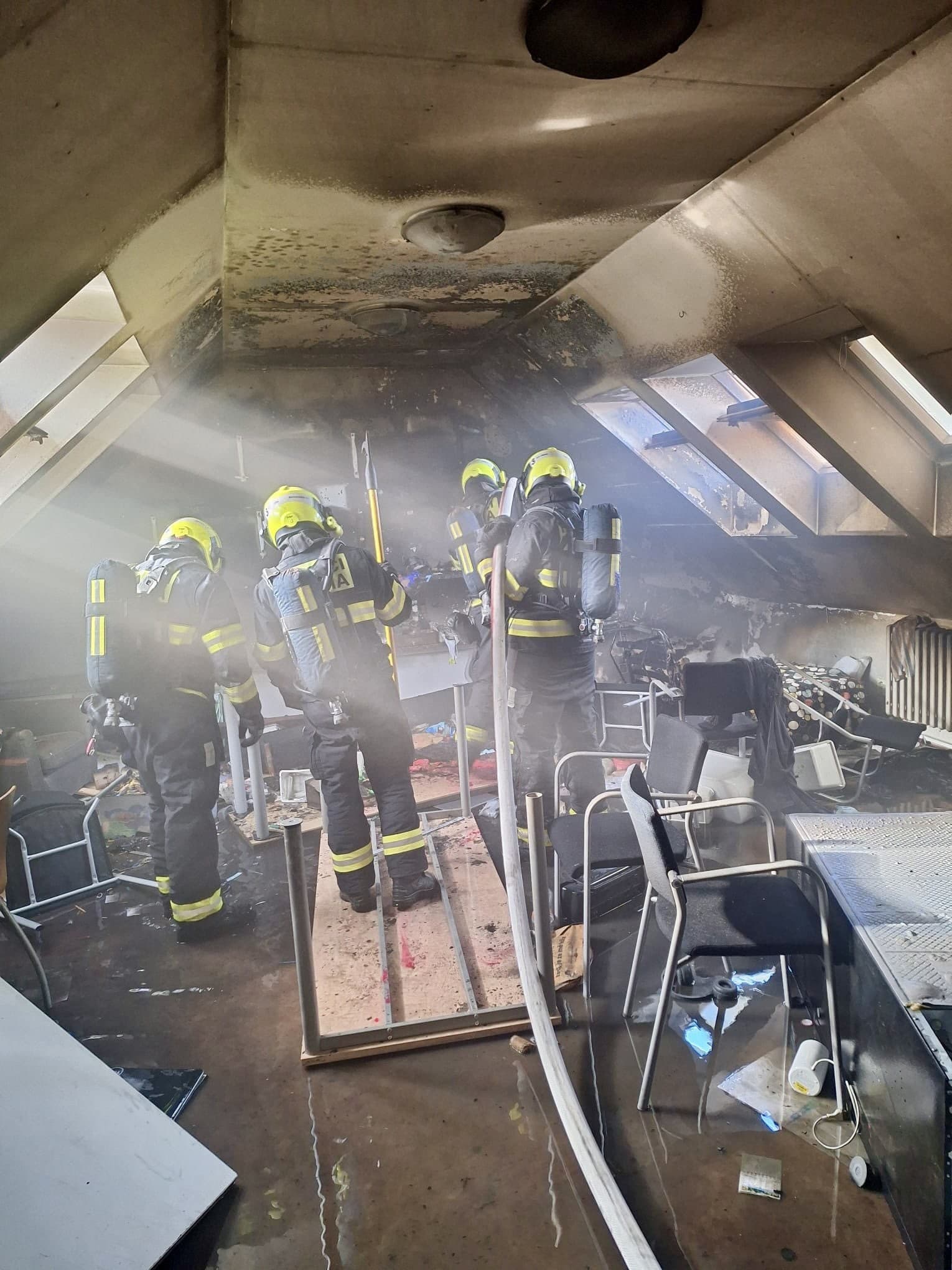 Požiar v psychiatrickej liečebni v Prahe.