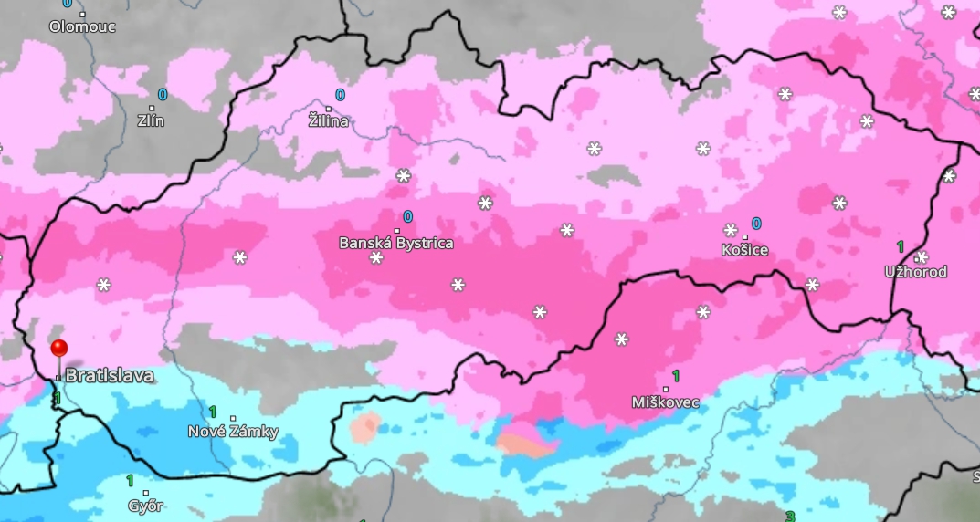 Predpokladaný vývoj o 17.00 h