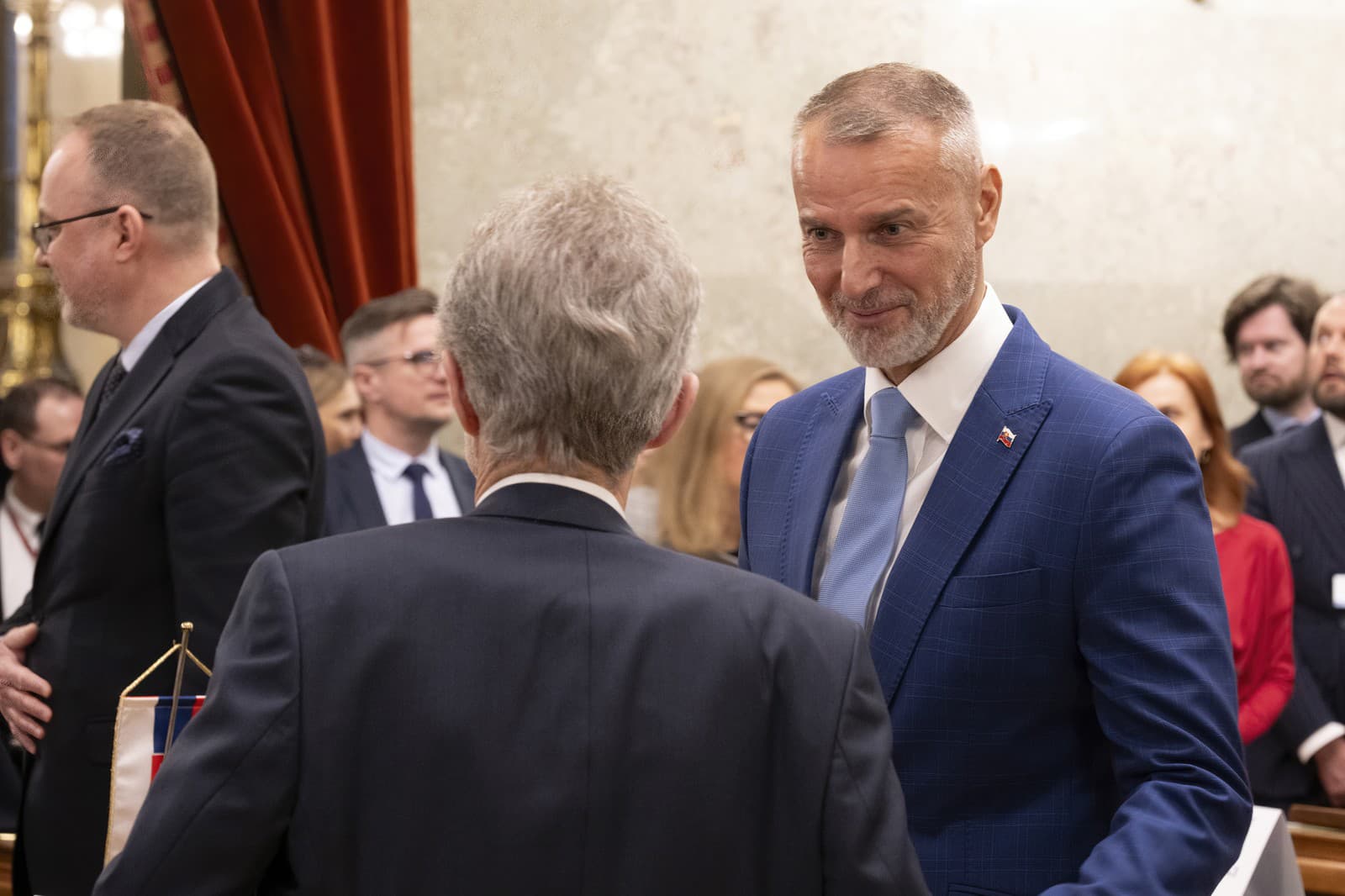 Predseda Národnej rady (NR) Slovenskej republiky (SR) Richard Raši (vuprostred) sa účastní  na summite predsedov parlamentov krajín Vyšehradskej skupiny (V4) v Budapešti vo štvrtok 26. februára 2026.