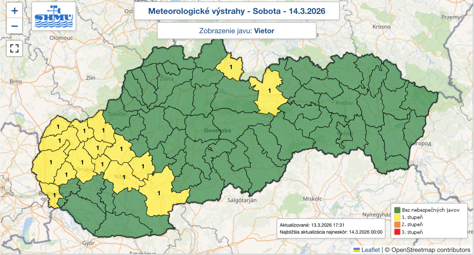 V sobotu zasiahne Slovensko