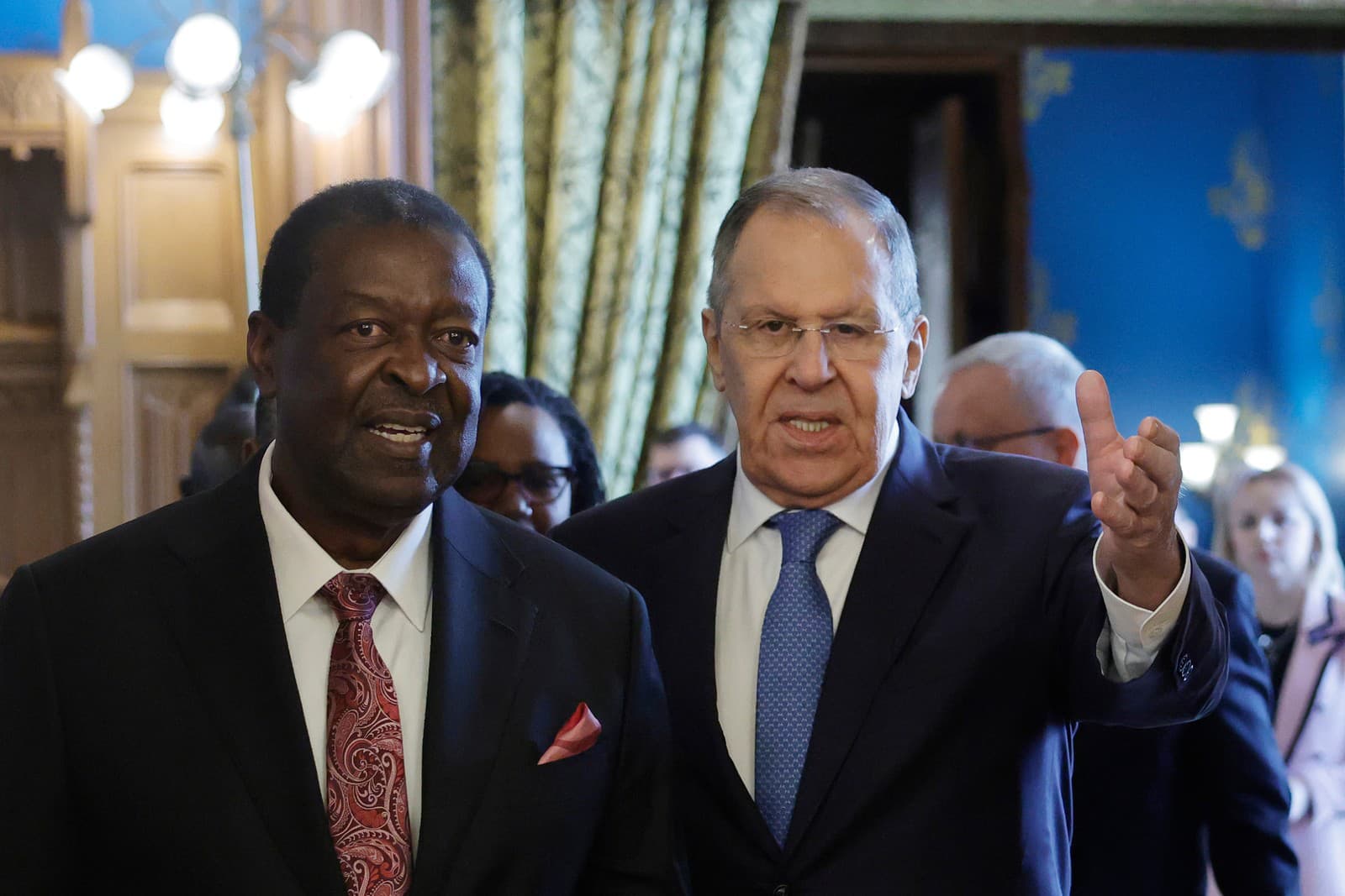 Ministri zahraničných vecí Segej Lavrov (Rusko) a Musalia Mudavadi (Keňa) na oficiálnom stretnutí v Moskve dňa 16. marca 2026