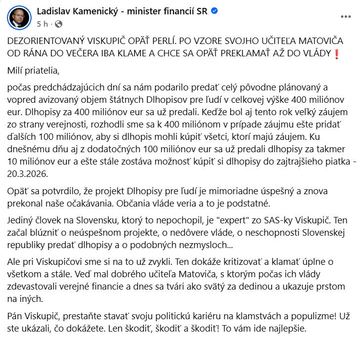 Statusová vojna medzi Kamenickým