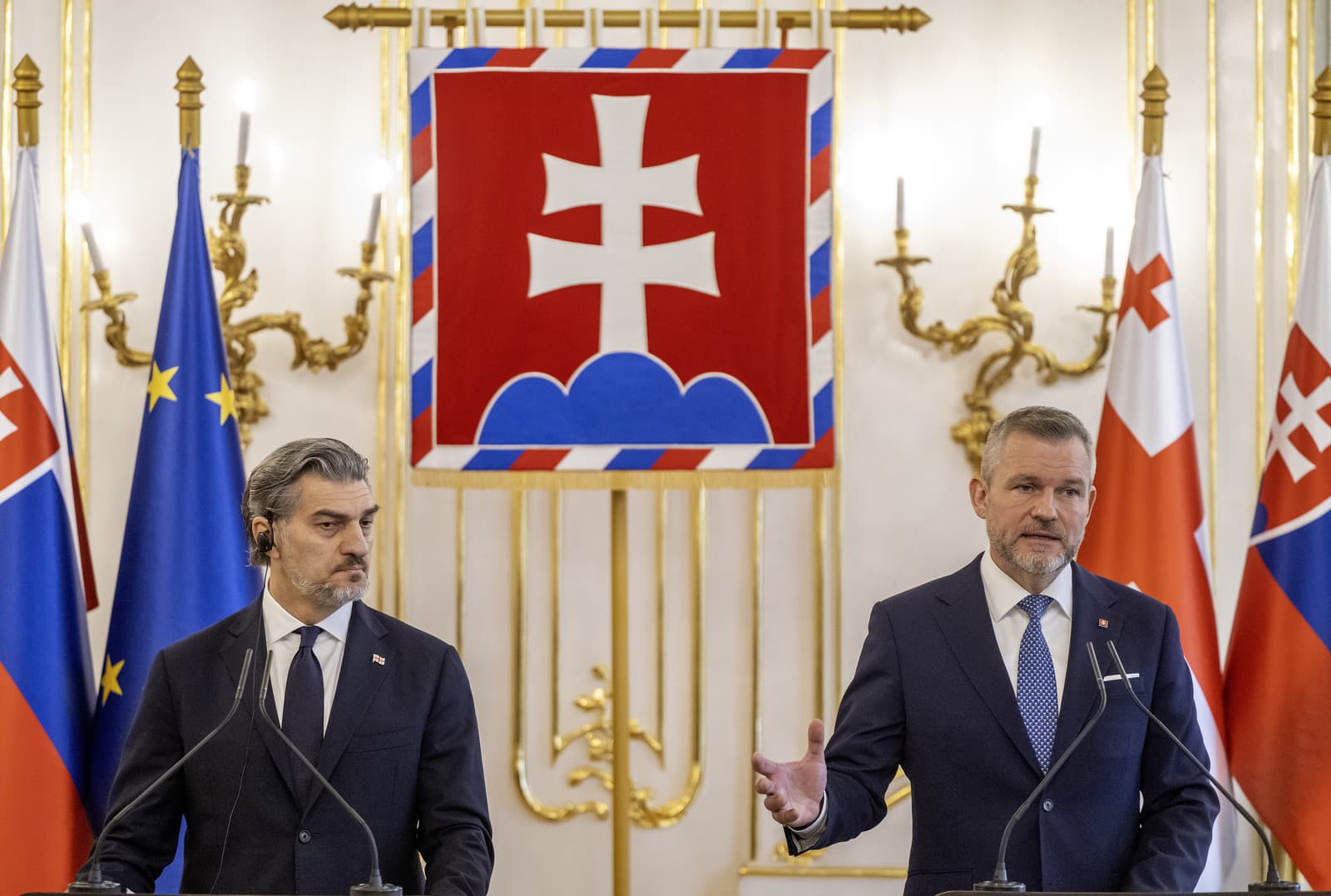 Prezident SR Peter Pellegrini a prezident Gruzínska Michail Kavelašvili 