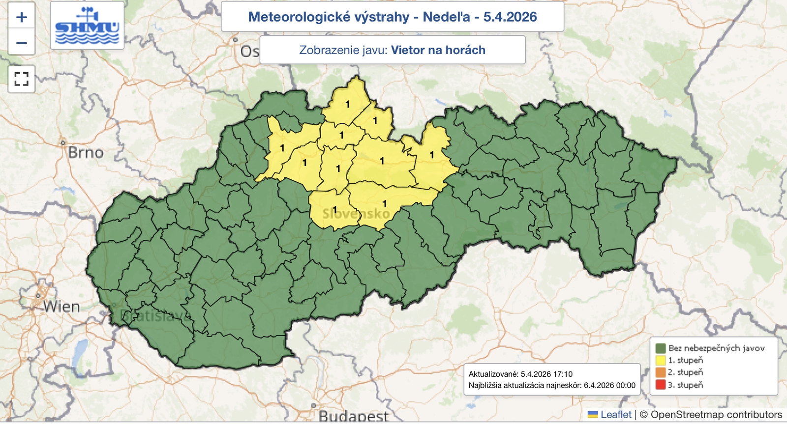 Na severe Slovenska hrozí
