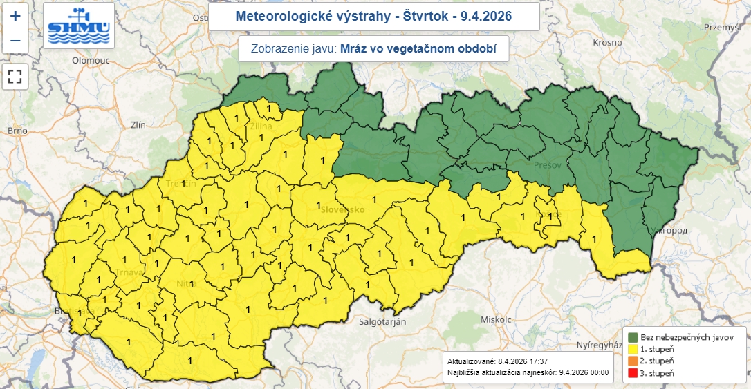 SHMÚ varuje pred snežením