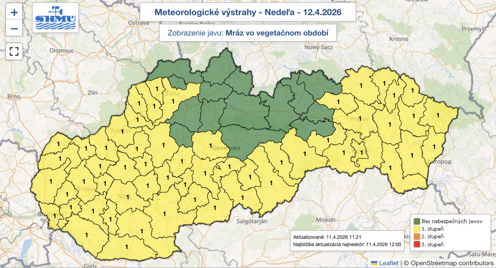 Aprílový úder zimy: Teploty
