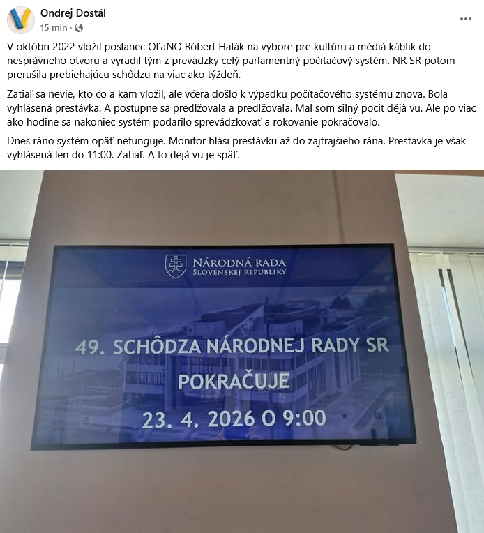 Technická PORUCHA v parlamente: