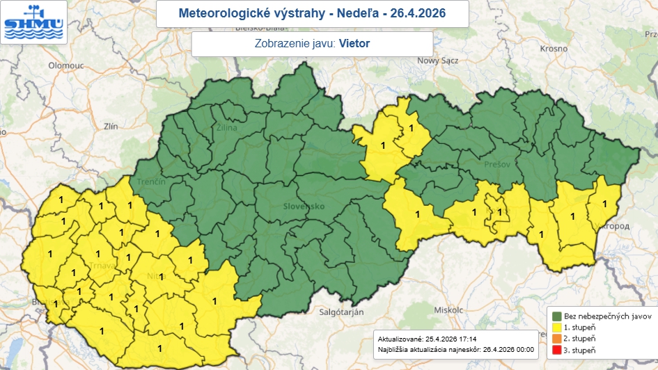 Slovensko čaká veterná nedeľa:
