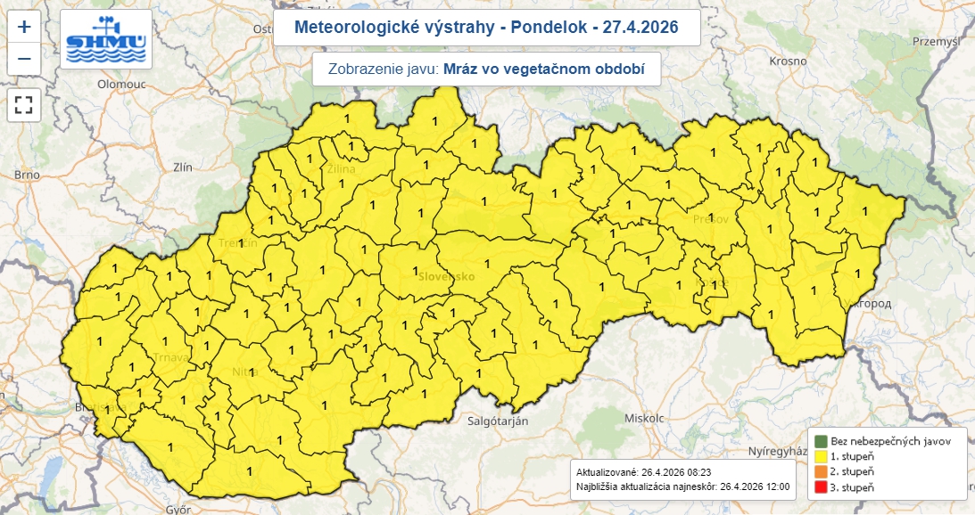 SHMÚ upozorňuje na silný