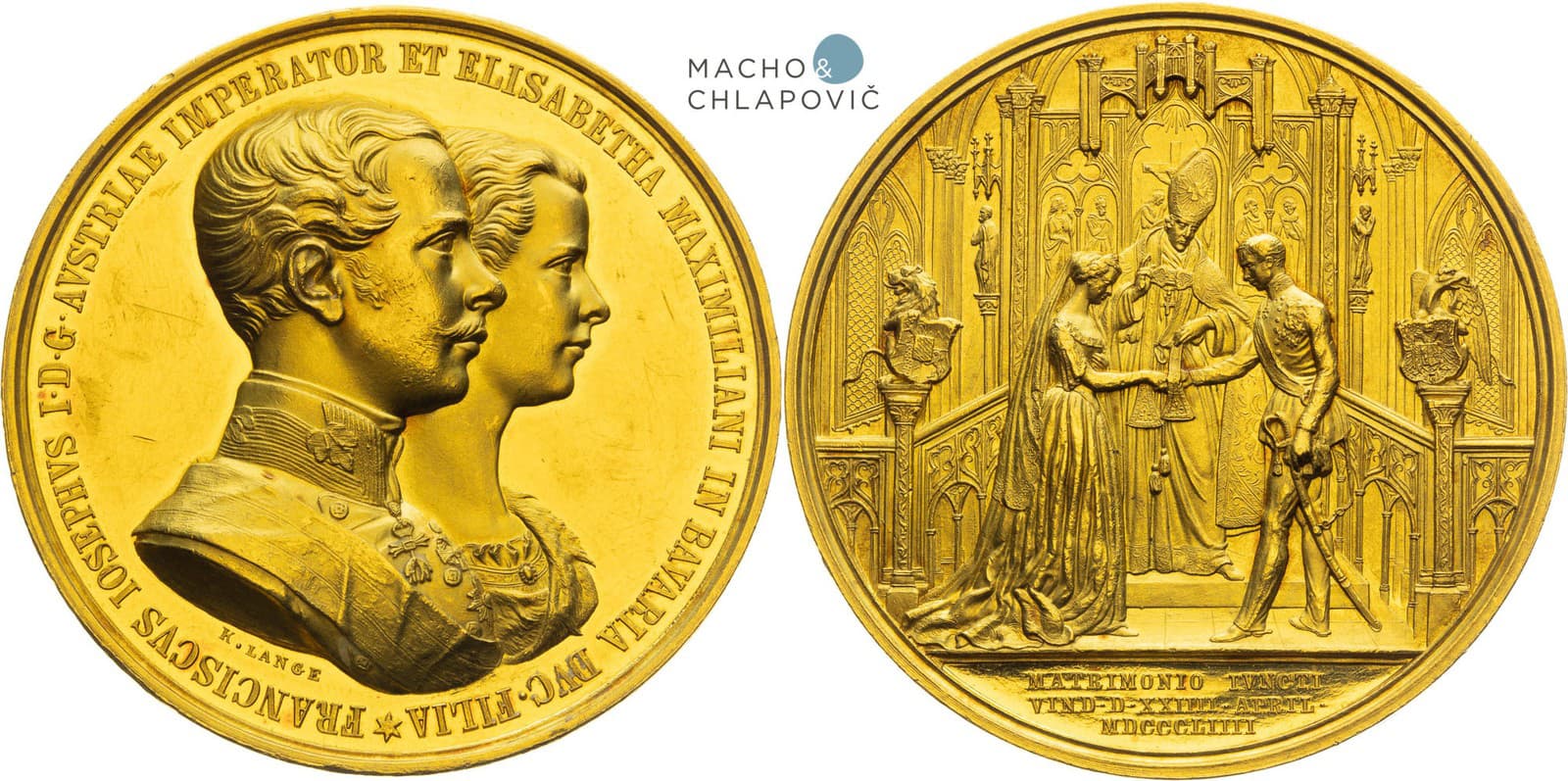 Zlatá medaila 1854 (35 dukát). František Jozef I. Viedeň