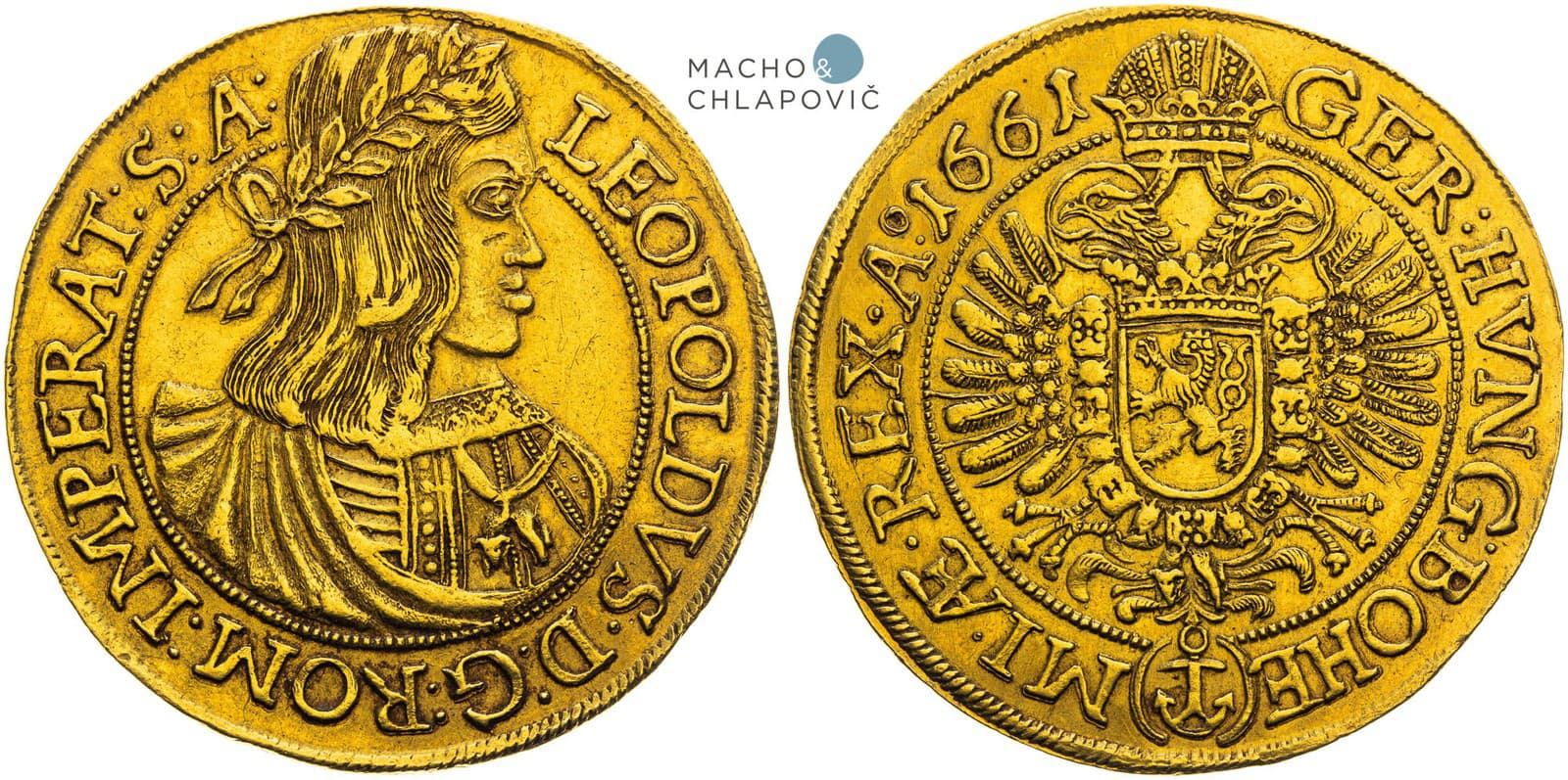 10 dukát 1661. Leopold I. Praha