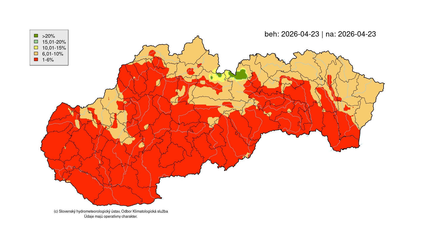 Vlhkosť palivového dreva s priemerom do 1 cm ku dňu 23.4.2026