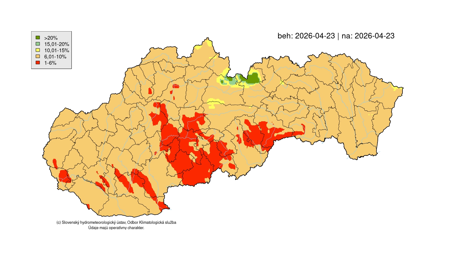 Vlhkosť palivového dreva s priemerom 1 – 2,5 cm ku dňu 23.4.2026