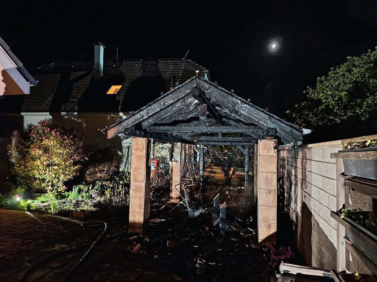 Požiar záhradného altánku v obci Ostrov.