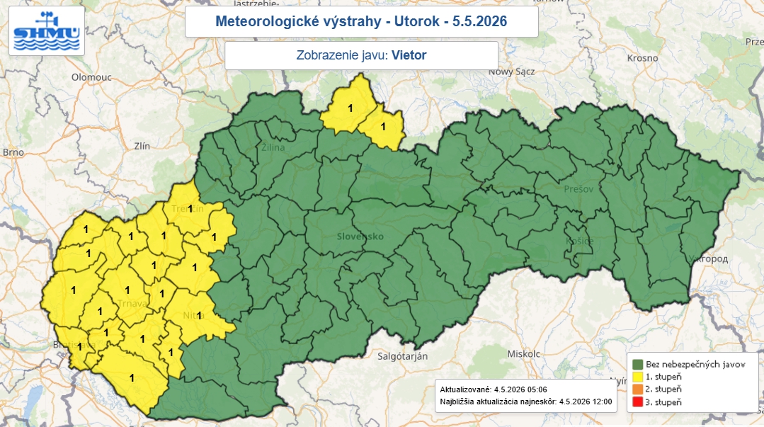Slovensko zasiahne silný vietor,
