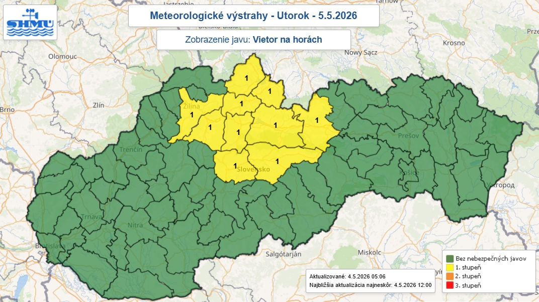 Slovensko zasiahne silný vietor,