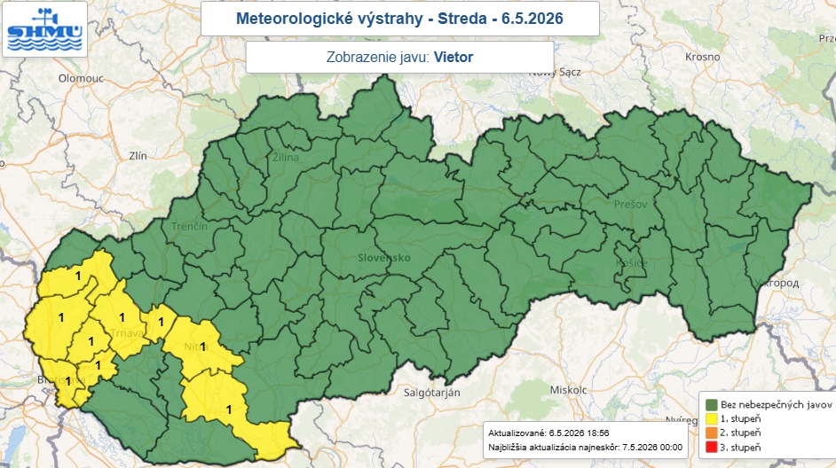 Meteorológovia upozorňujú na vietor!