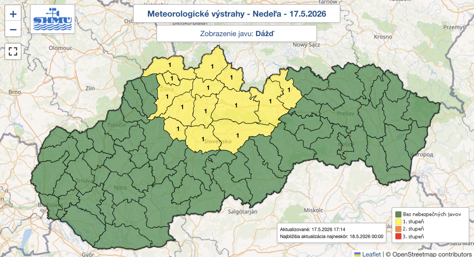Silné zrážky a vietor