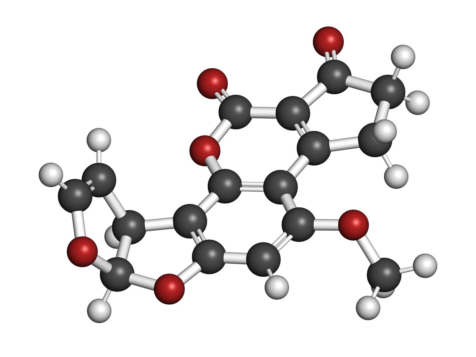 3D vykreslenie aflatoxínu B1