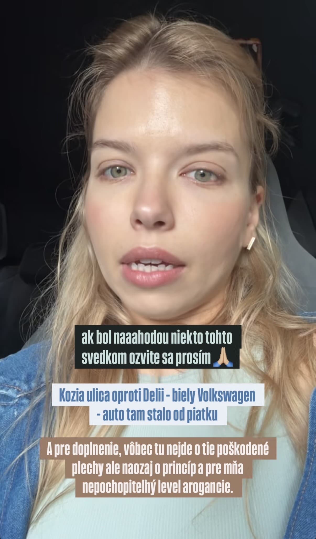 Herečke Kristine Siskovej niekto nabúral auto. 