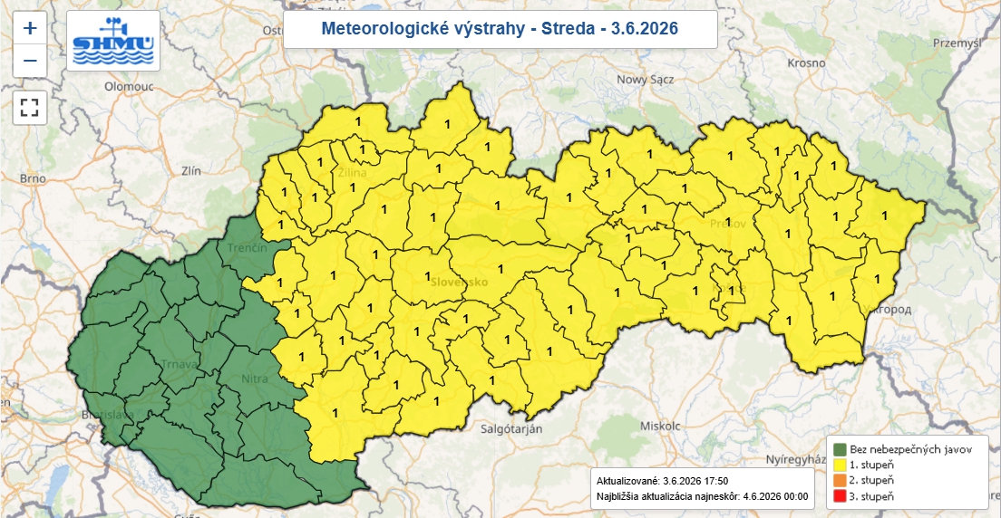 SHMÚ varuje pred búrkami,