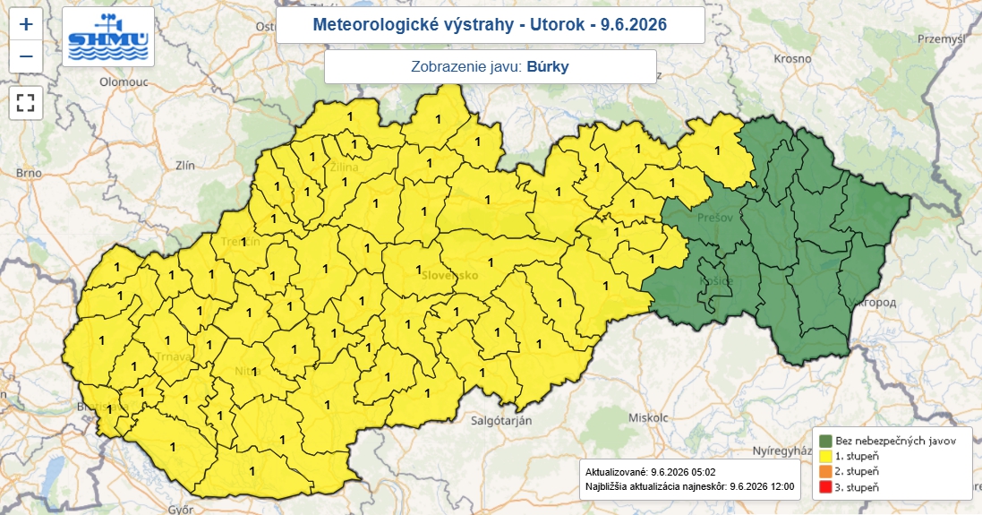 Na Slovensko dorazia búrky: