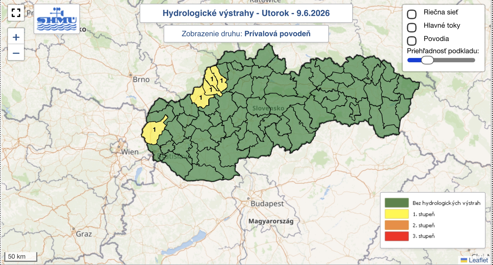 MIMORIADNE varovanie meteorológov: Zoznam