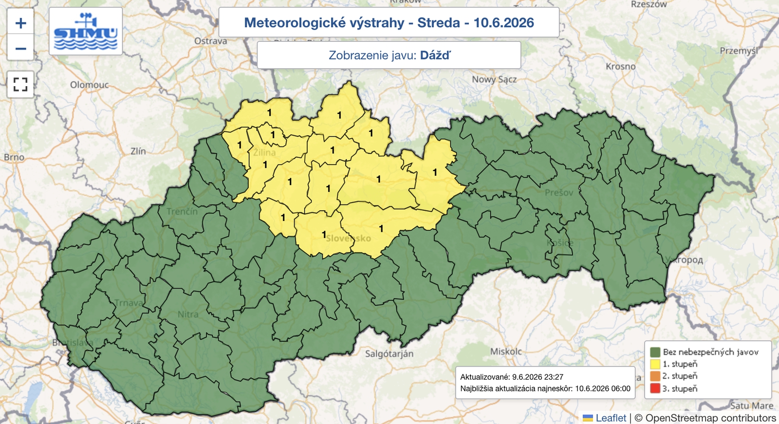 Slovensko čaká dnes nepriaznivé