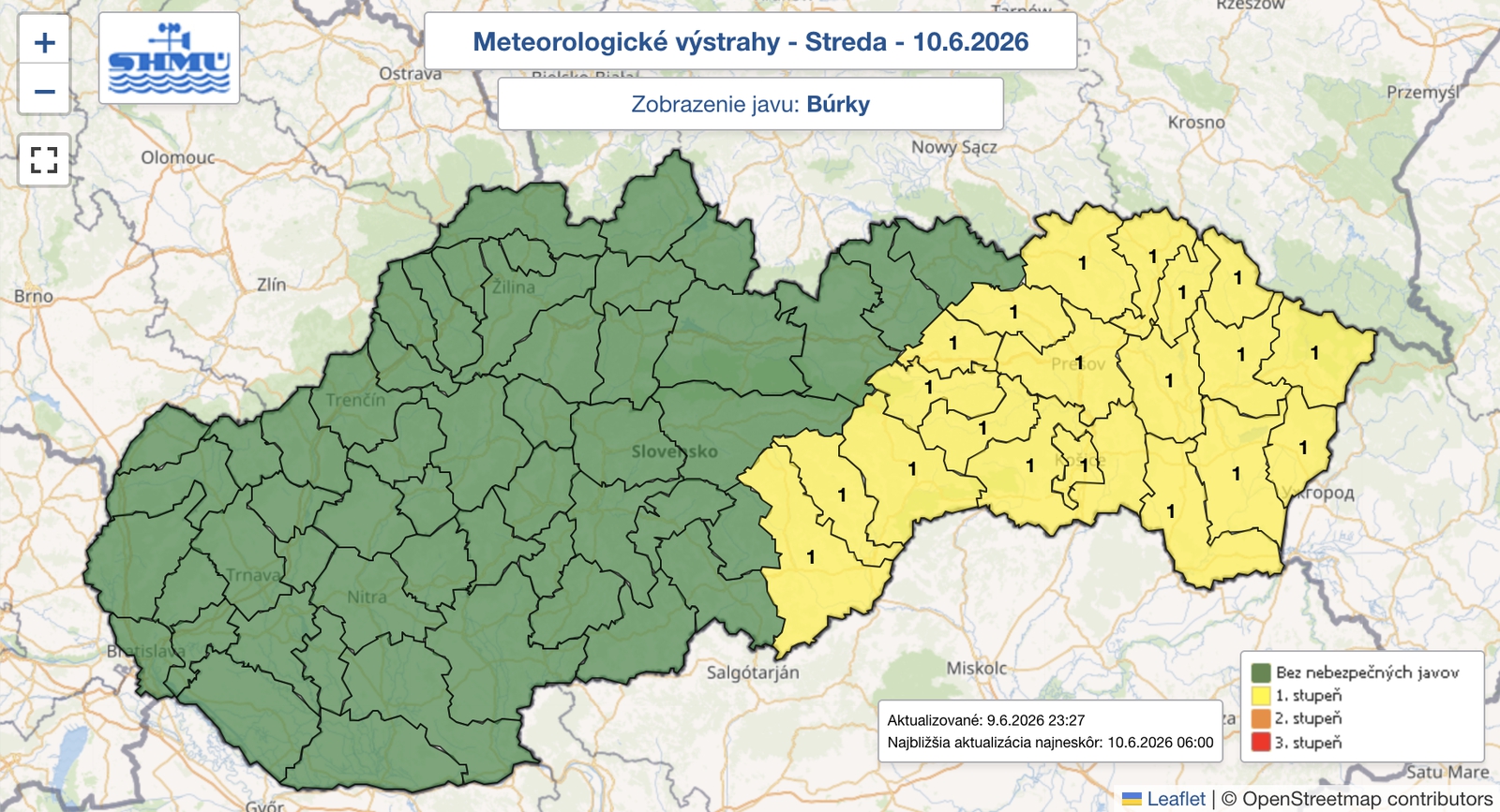 Slovensko čaká dnes nepriaznivé