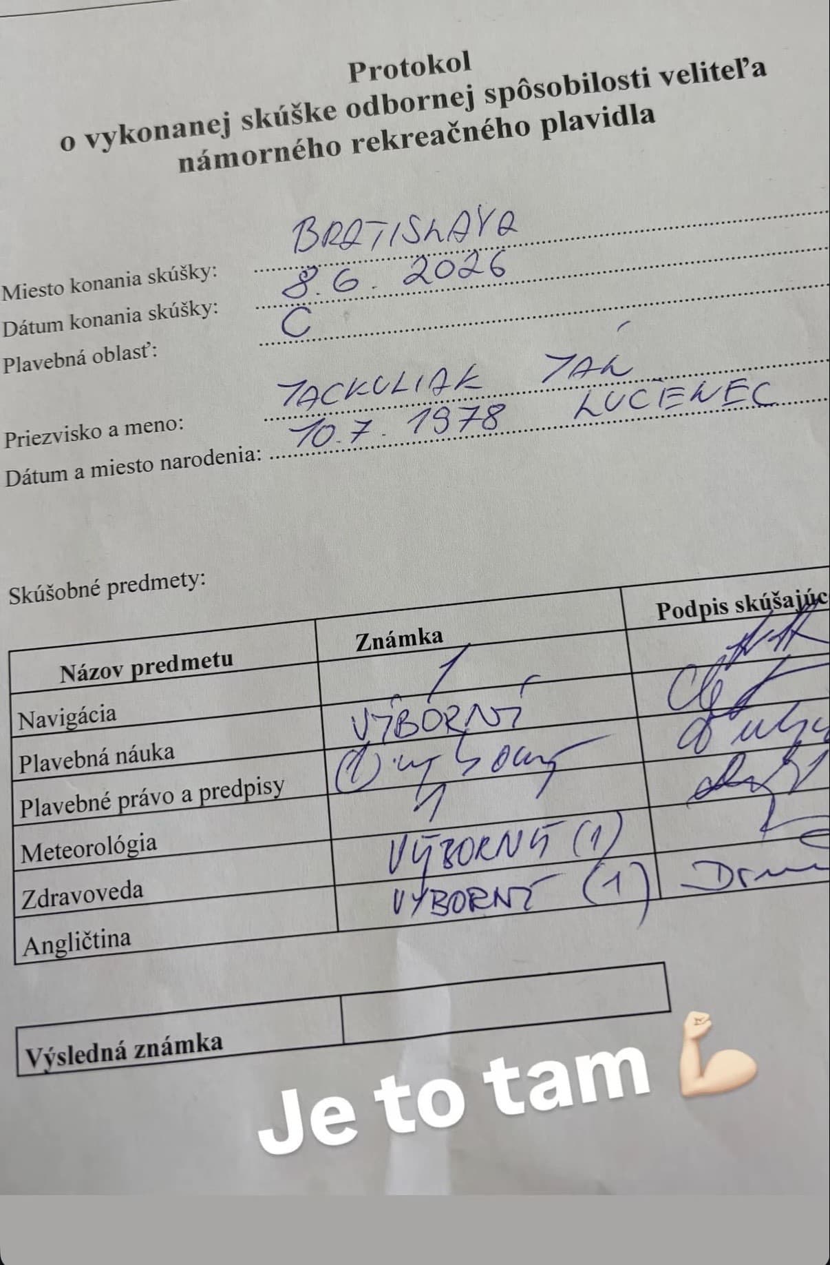 Ján Jackuliak urobil námornícke skúšky. 