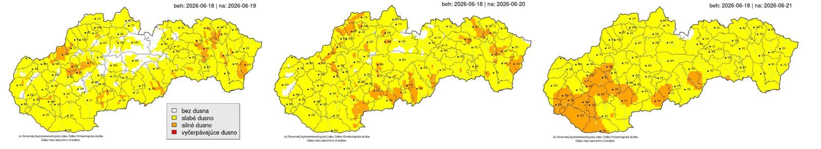 Predpoveď dusna na dni 19. – 21.6.2026
