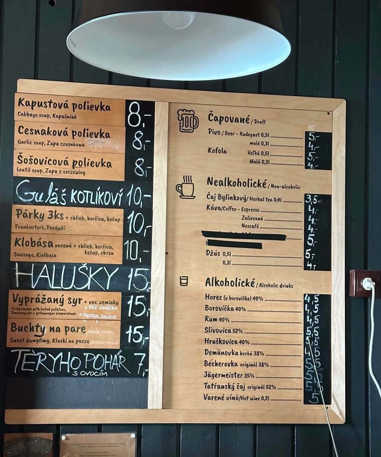 Cenník na Téryho chate