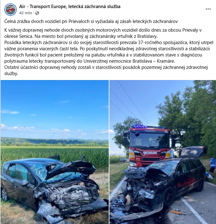 Čelná zrážka dvoch áut